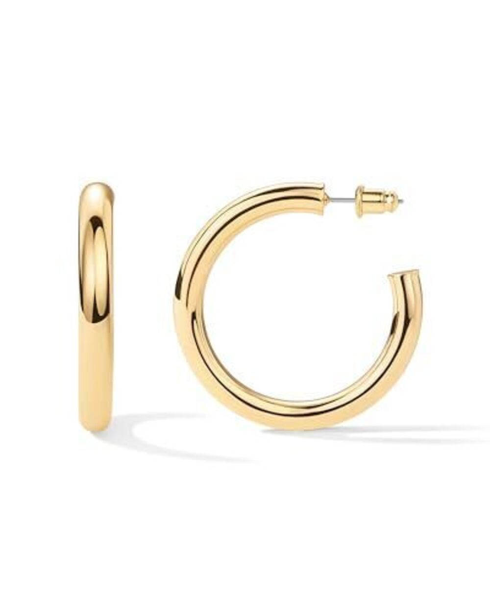 7415 18K Yellow Gold Vermeil Lightweight Chunky Open Hoop Earrings - 40mm